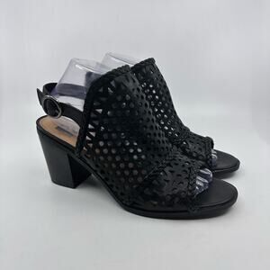 Black Heels Peep Toe Chunky Heel Slingback Reeva Women's US 8.5 Open Toe Sandals